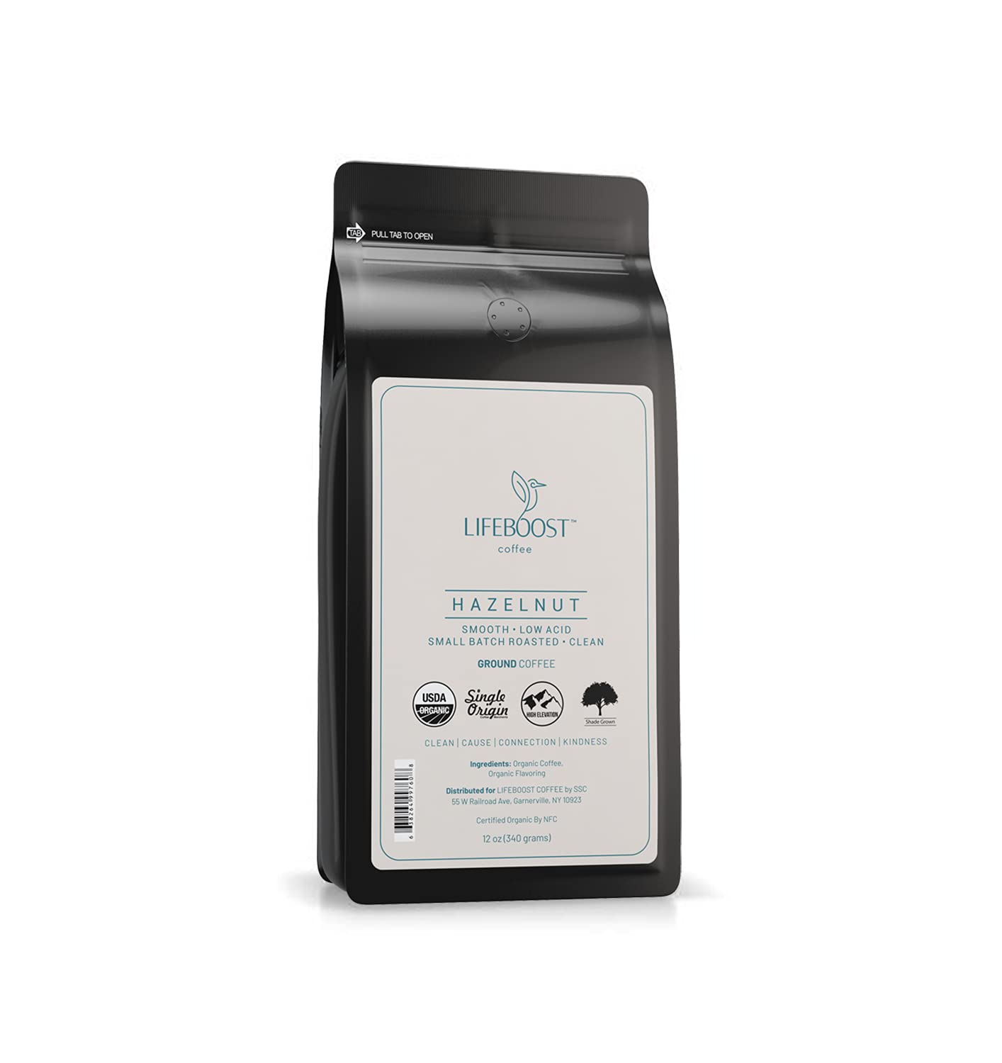 LIFEBOOST front packaging showing 12 oz bag and organic badge for easy identification