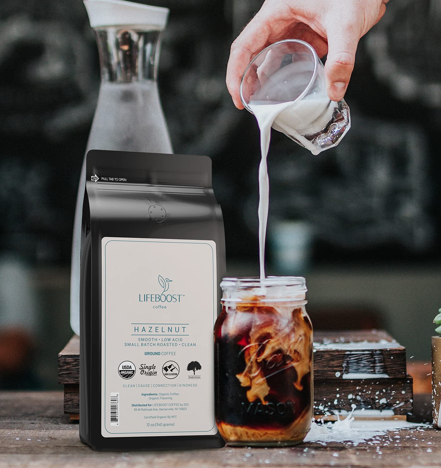 LIFEBOOST ground coffee heap displaying fine texture and toasted hazelnut aroma for rich flavor
