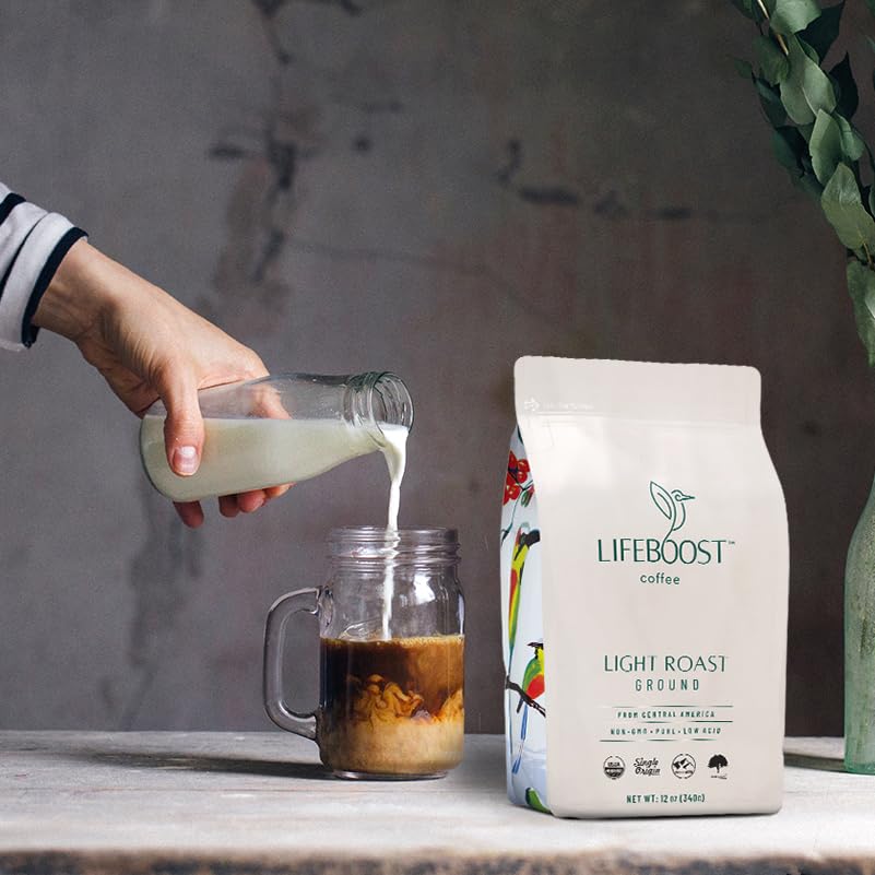 Lifeboost being poured into a pour-over filter showing smooth, clean brew