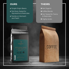 Lifeboost coffee being poured in a pour-over to show brewing clarity and smooth body