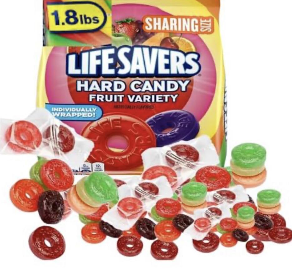 Express Minds llc LifeSavers front packaging showing assortment and net weight for easy identification