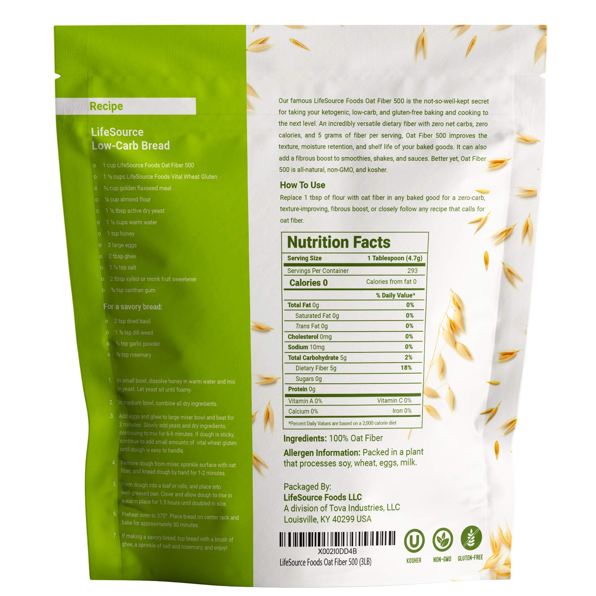 LifeSource Foods close-up of fine oat fiber texture for easy baking incorporation