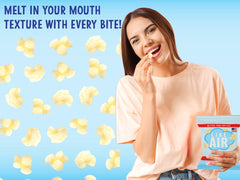 Like Air opened bag revealing hull-free puffcorn with tidy eating benefit
