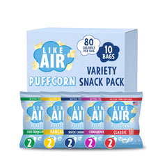 Like Air front packaging showing 10-count variety pack and flavor labels for easy choice
