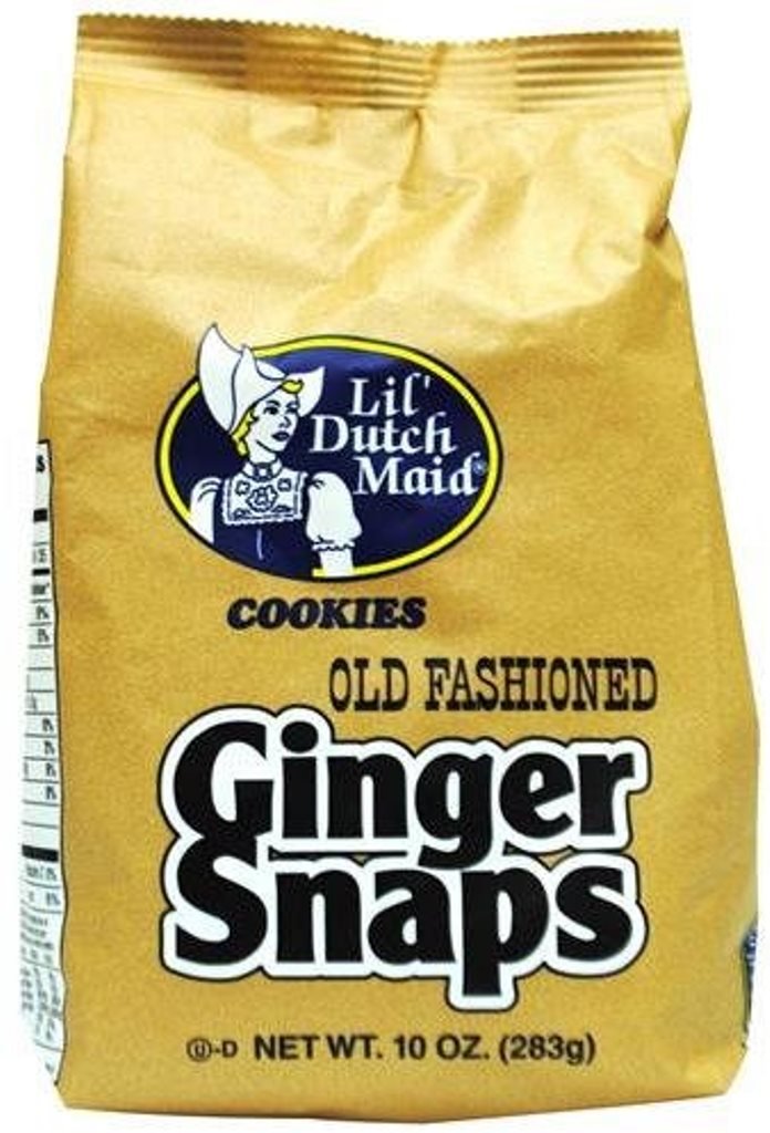 Lil' Dutch Maid front packaging showing two 10oz bags and crisp cookies