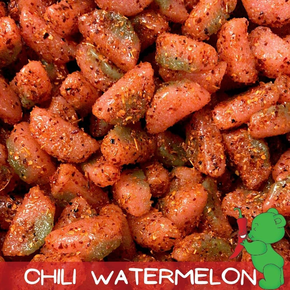 Lilys Chilies gummi bears held in hand showing bite-sized pieces benefit: convenient snacking