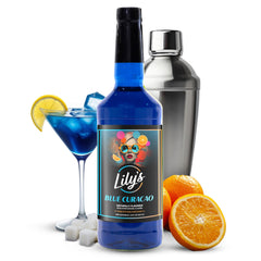 Lily’s Mixers bottle front packaging showing bold blue color and branding for easy identification