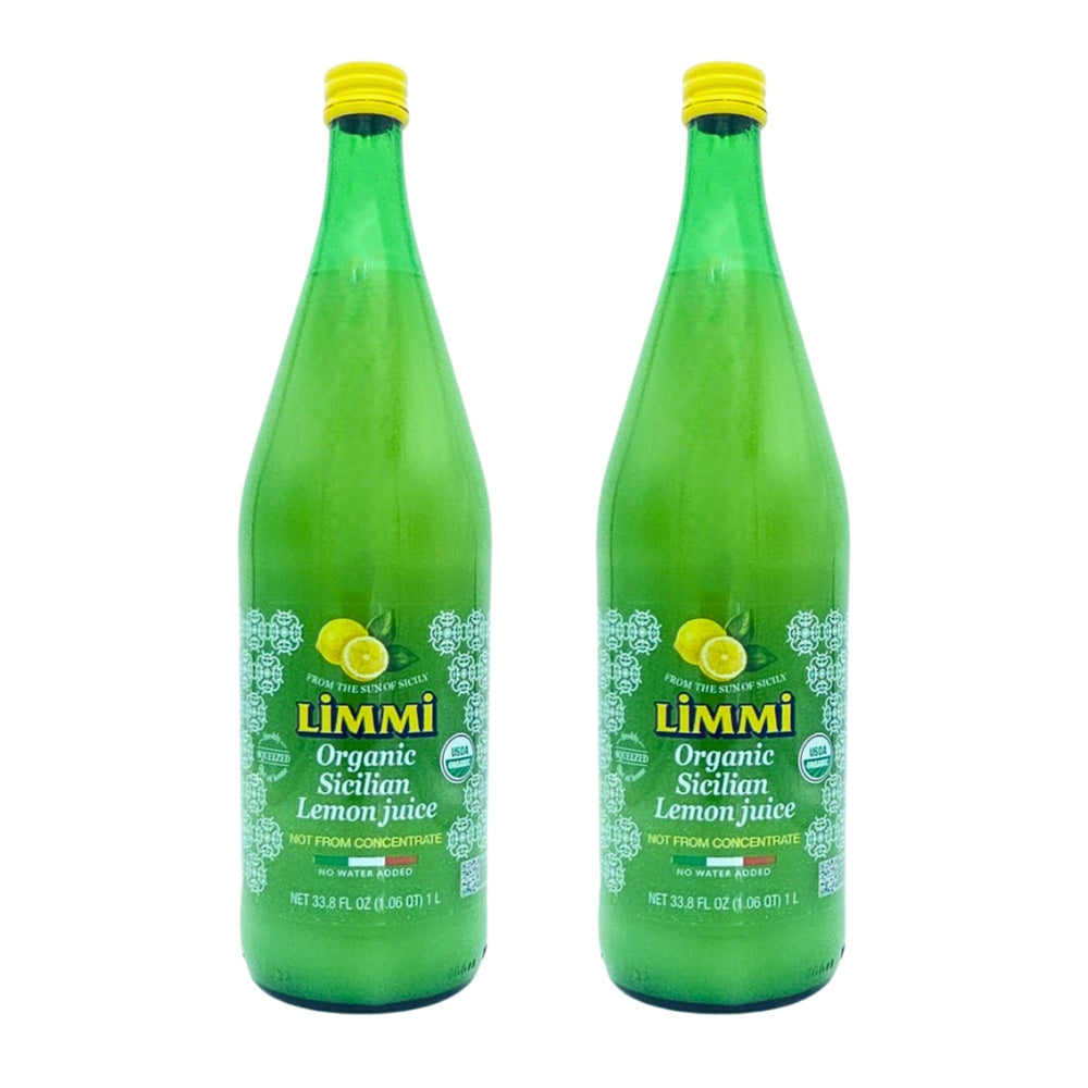 Limmi front bottle view showing organic lemon juice and premium glass packaging benefit
