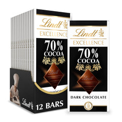 Lindt front packaging showing 70% bar and premium presentation benefit