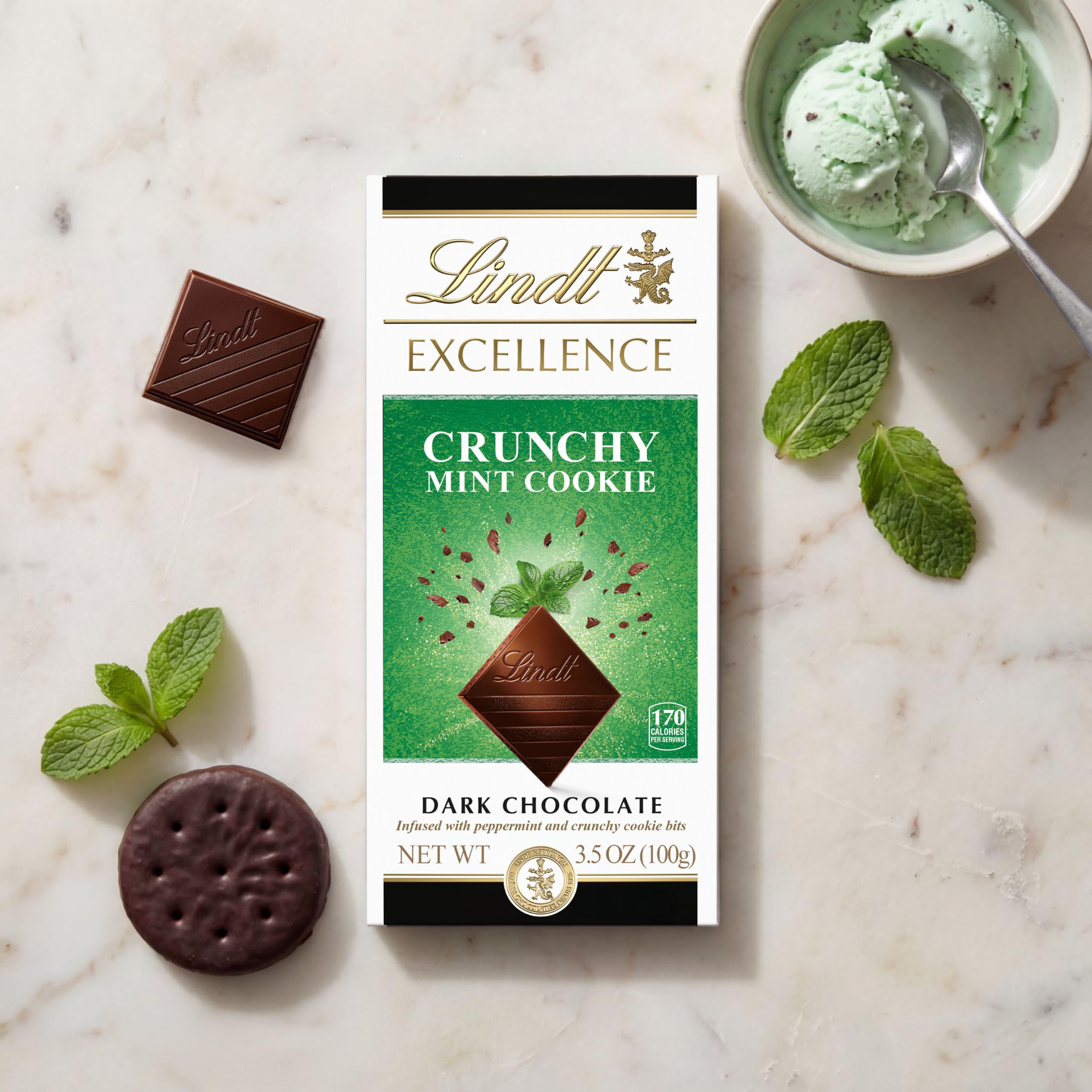 Lindt EXCELLENCE mint cookie chopped pieces ready for baking use