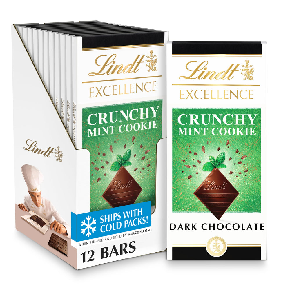 Lindt EXCELLENCE mint cookie front packaging showing premium bar