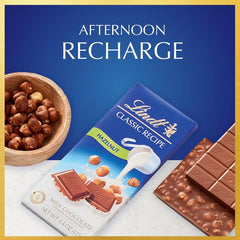 Lindt bar snapped into segments, easy portioning and sharing benefit