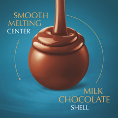 Lindt LINDOR broken truffle revealing melting center and creamy texture benefit