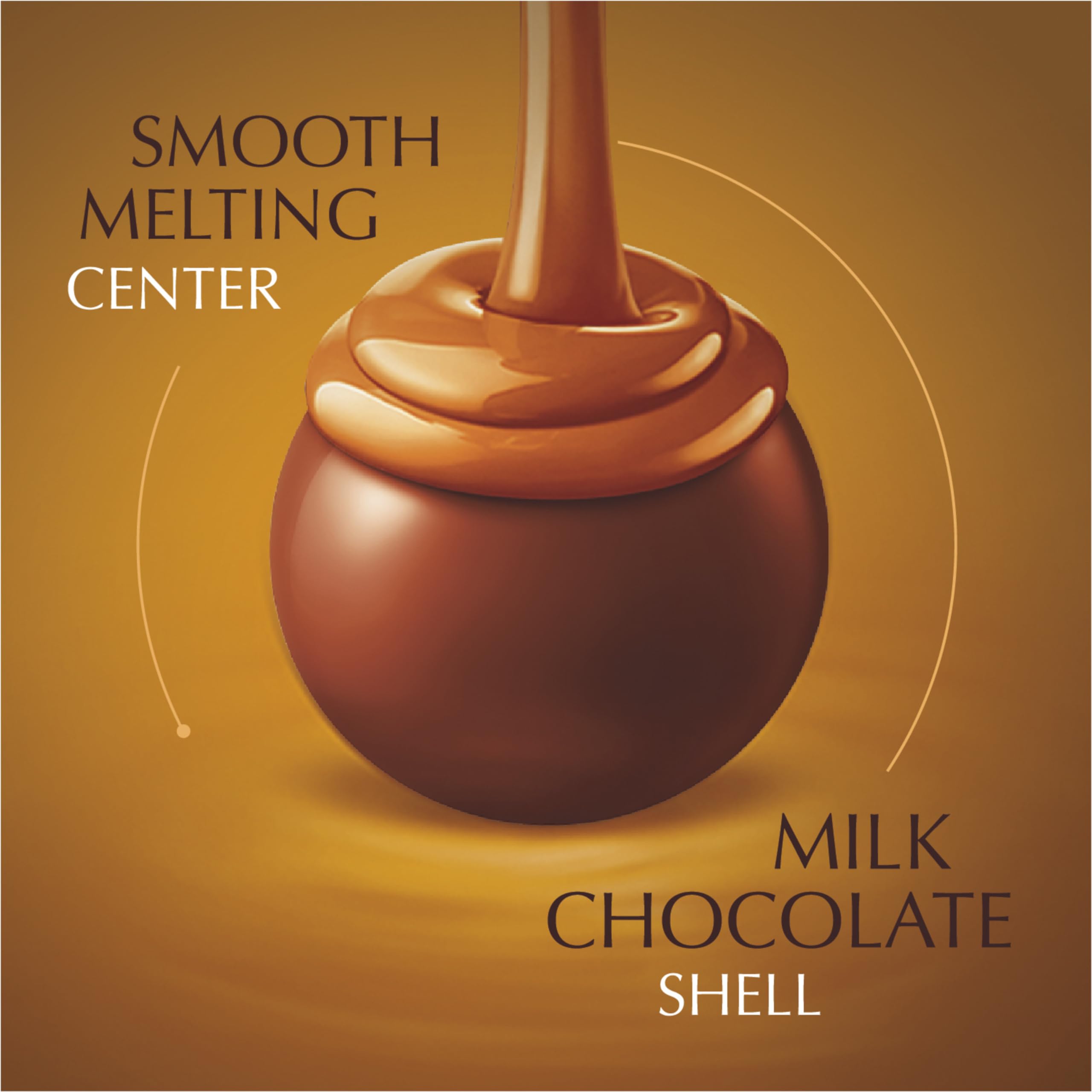 Close-up of a single Lindt LINDOR caramel truffle highlighting smooth shell