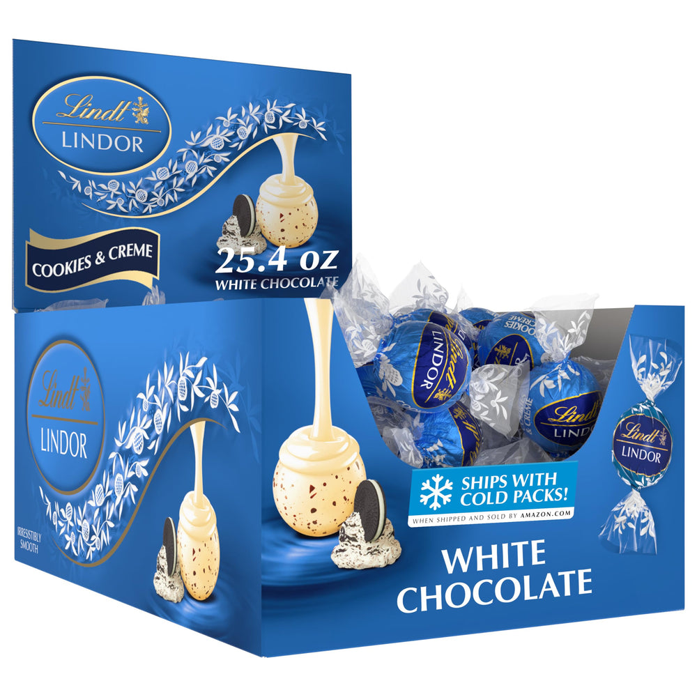 Lindt LINDOR front packaging showing 60-count box and branding benefit gifting