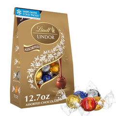 Lindt LINDOR front packaging showing the assorted 12.7 oz bag for gifting