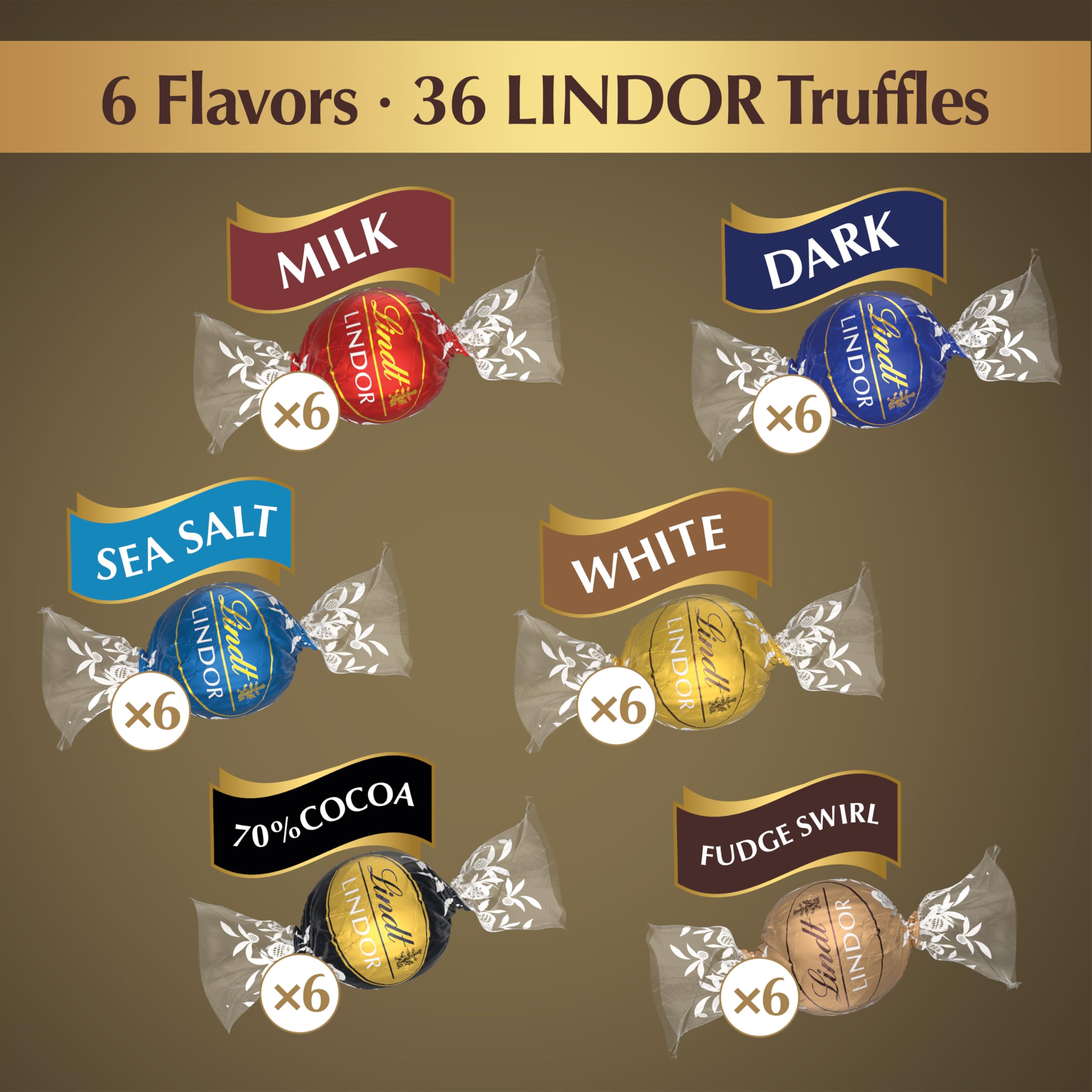 Lindt LINDOR gift setting on table with ribbon benefit: ready for celebrations and guests