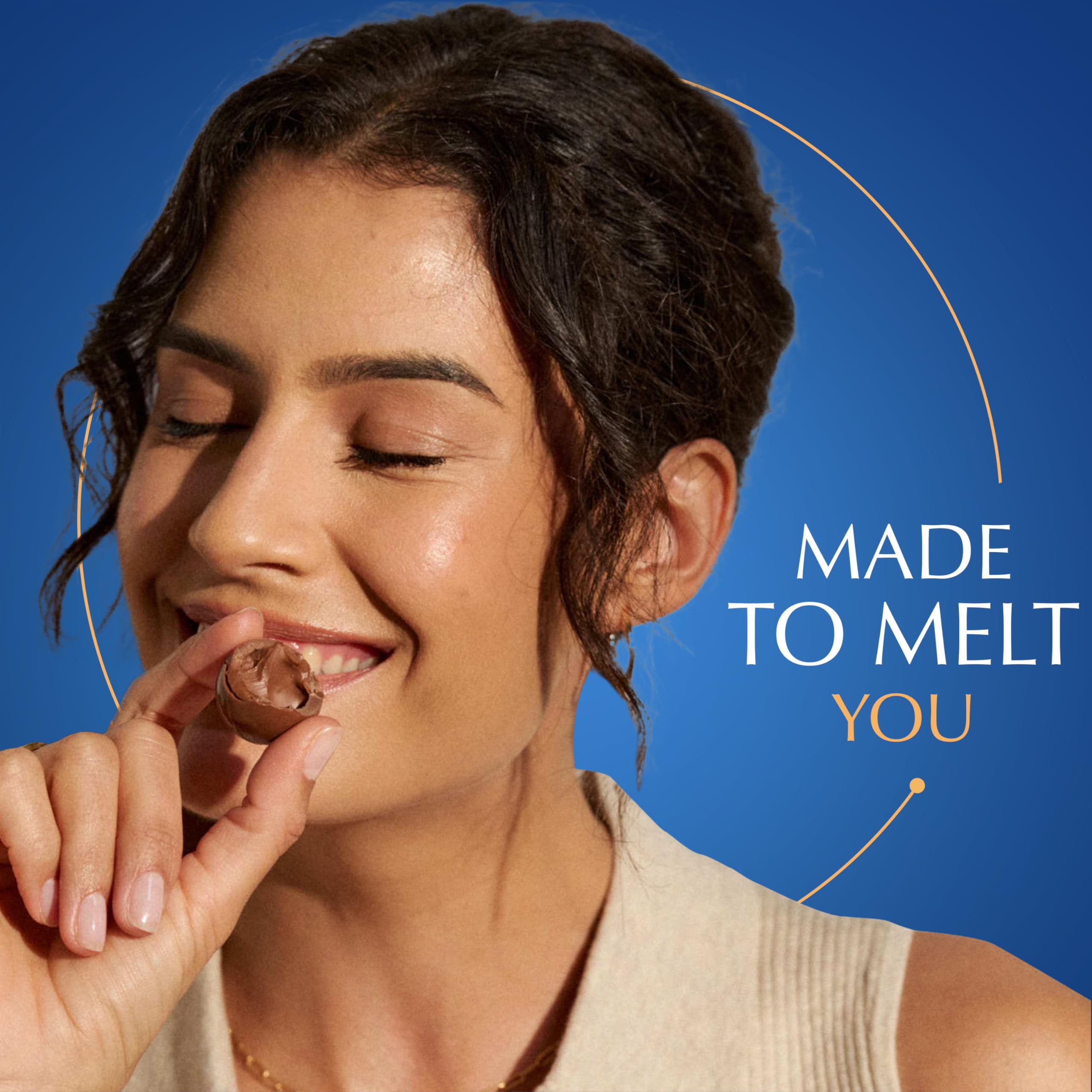 Individually wrapped Lindt LINDOR truffle emphasizing freshness and convenience benefit