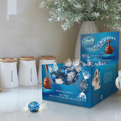 Lindt LINDOR single truffle close-up highlighting smooth shell and indulgence