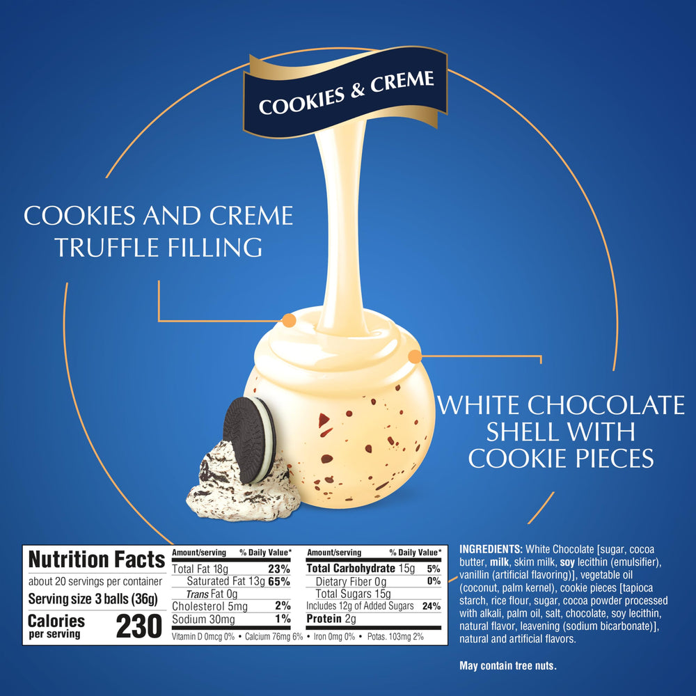 Hand holding a Lindt truffle for scale showing portion size advantage