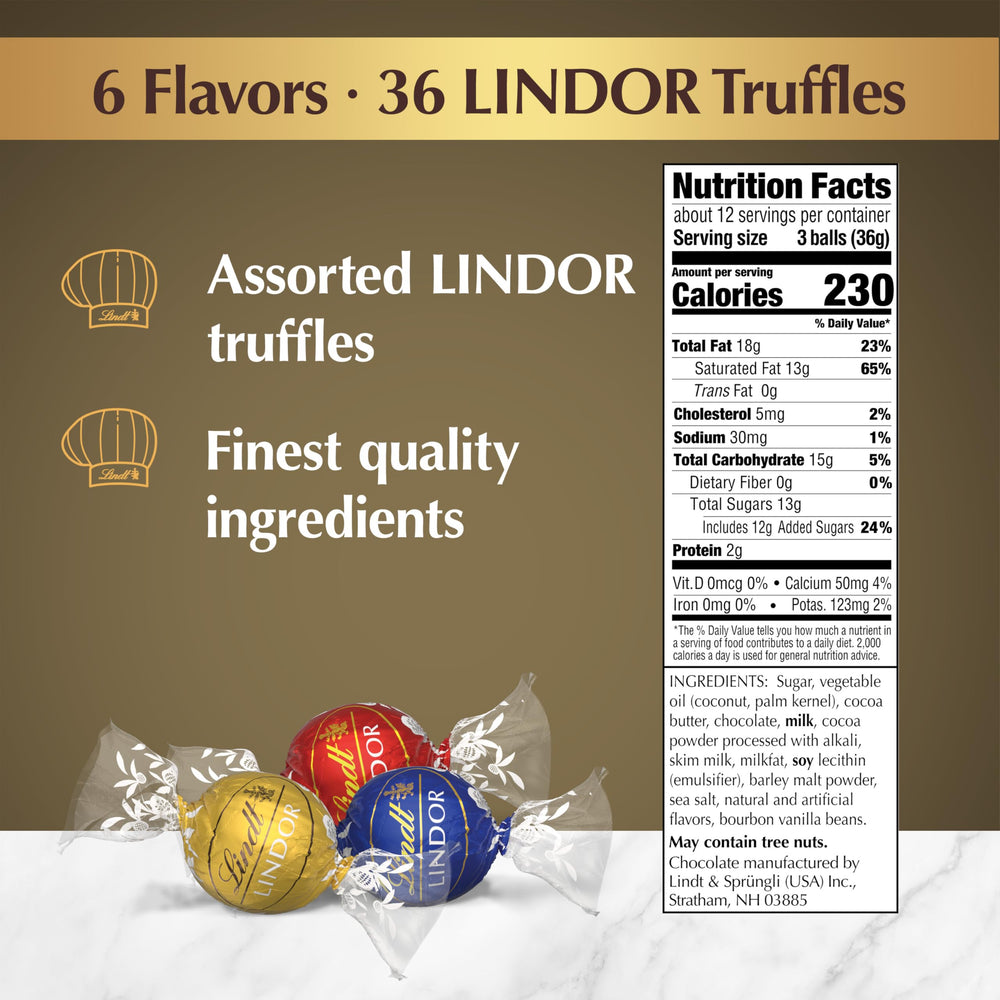 Lindt LINDOR box held in hand for scale benefit: compact, portable gift size