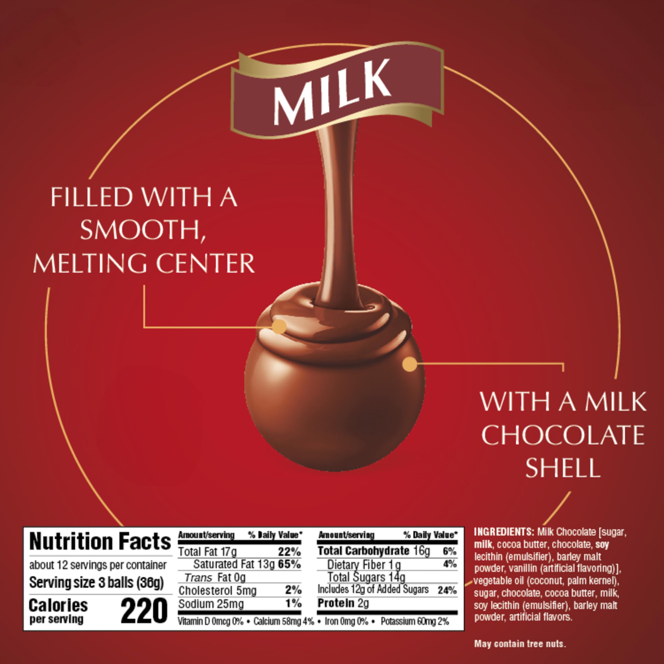 Lindt LINDOR truffle held in hand showing size and single-serve convenience