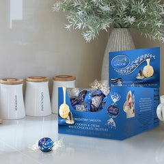 Lindt truffles close-up shell with cookie pieces showing crunchy texture benefit