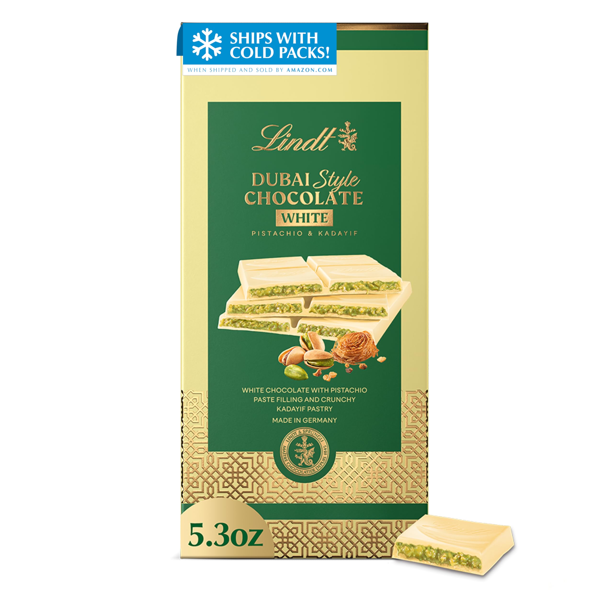 Lindt white chocolate bar front packaging showing premium design and gift appeal