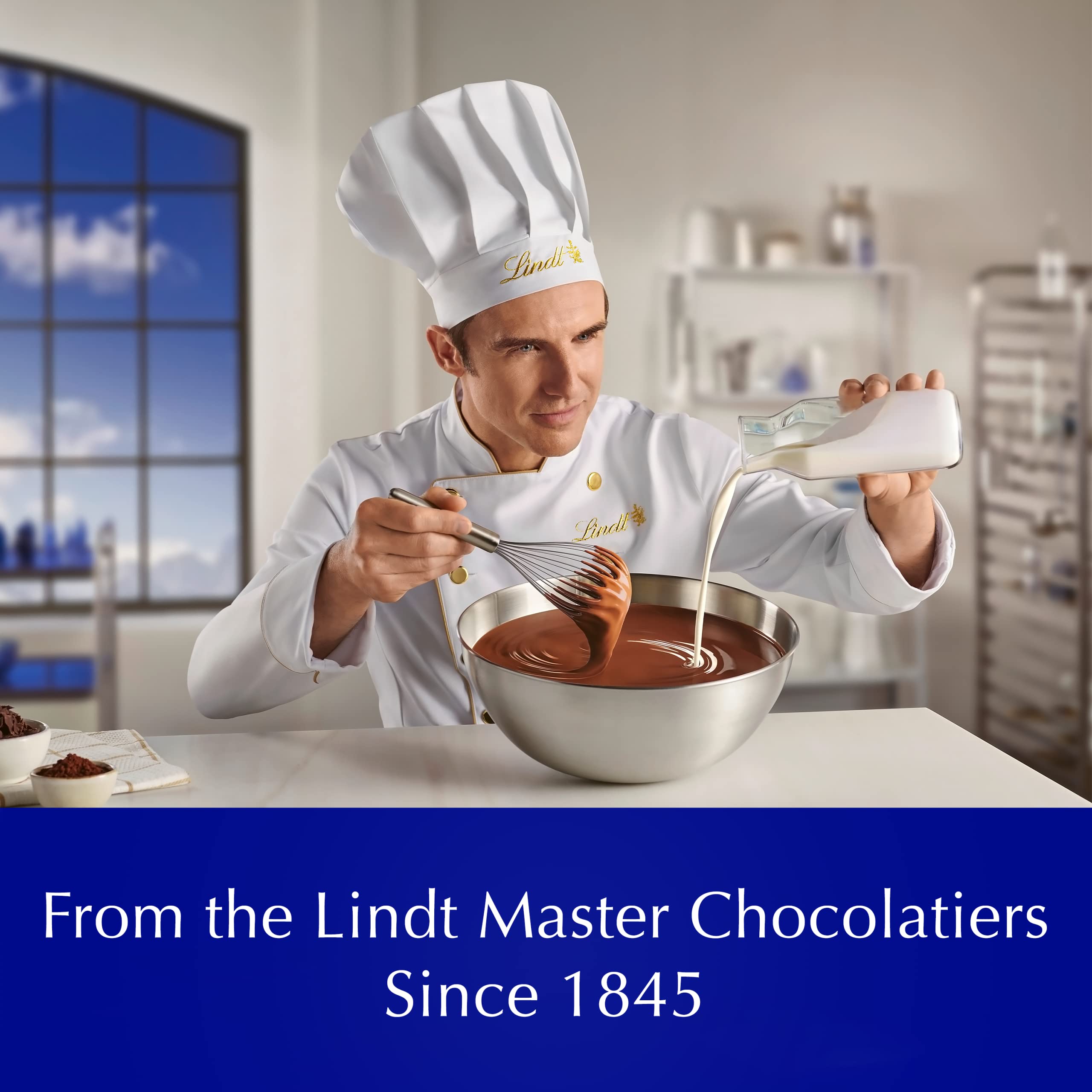 Lindt white chocolate in a gift basket presenting premium gifting appeal