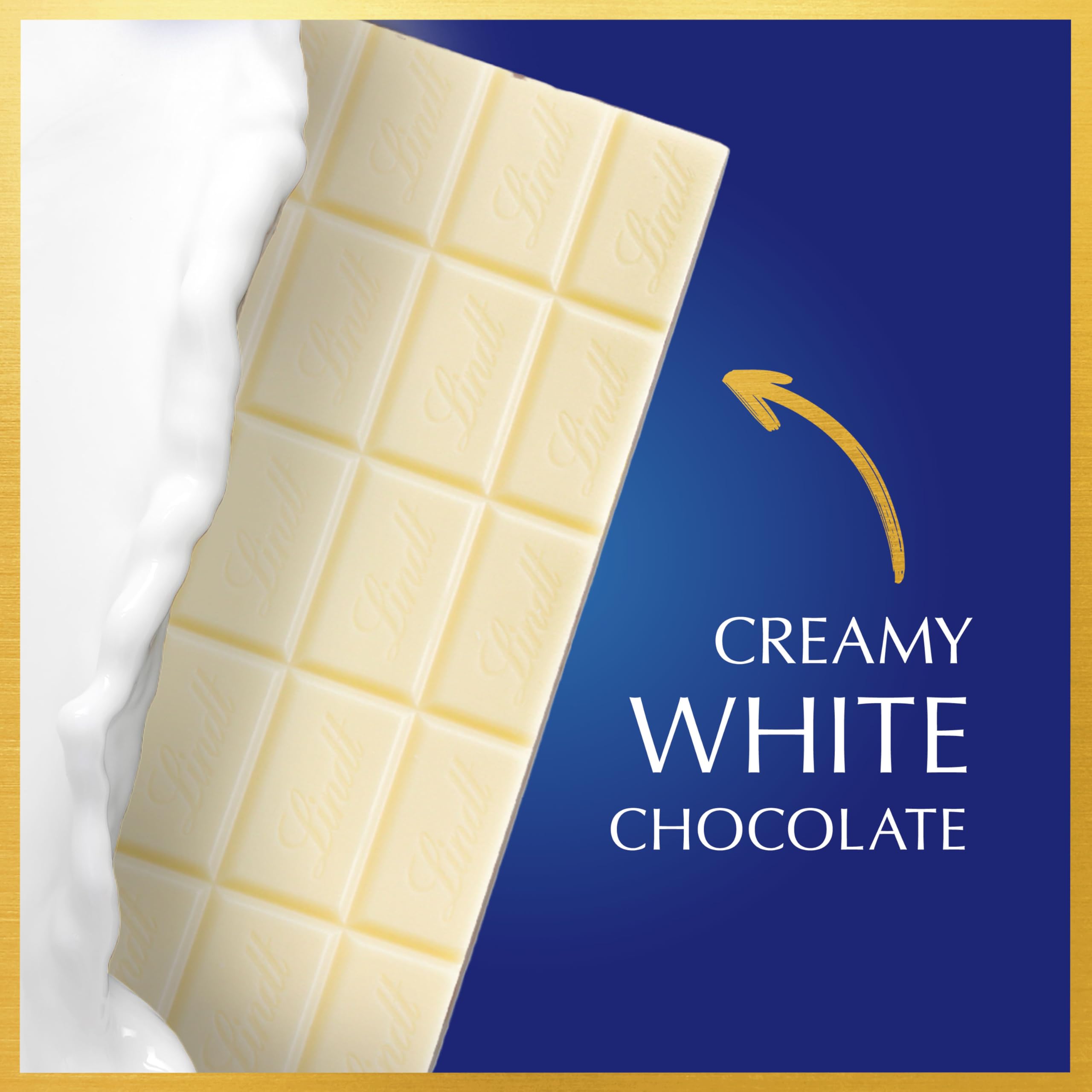 Portioned squares of Lindt white chocolate ready to share and measure