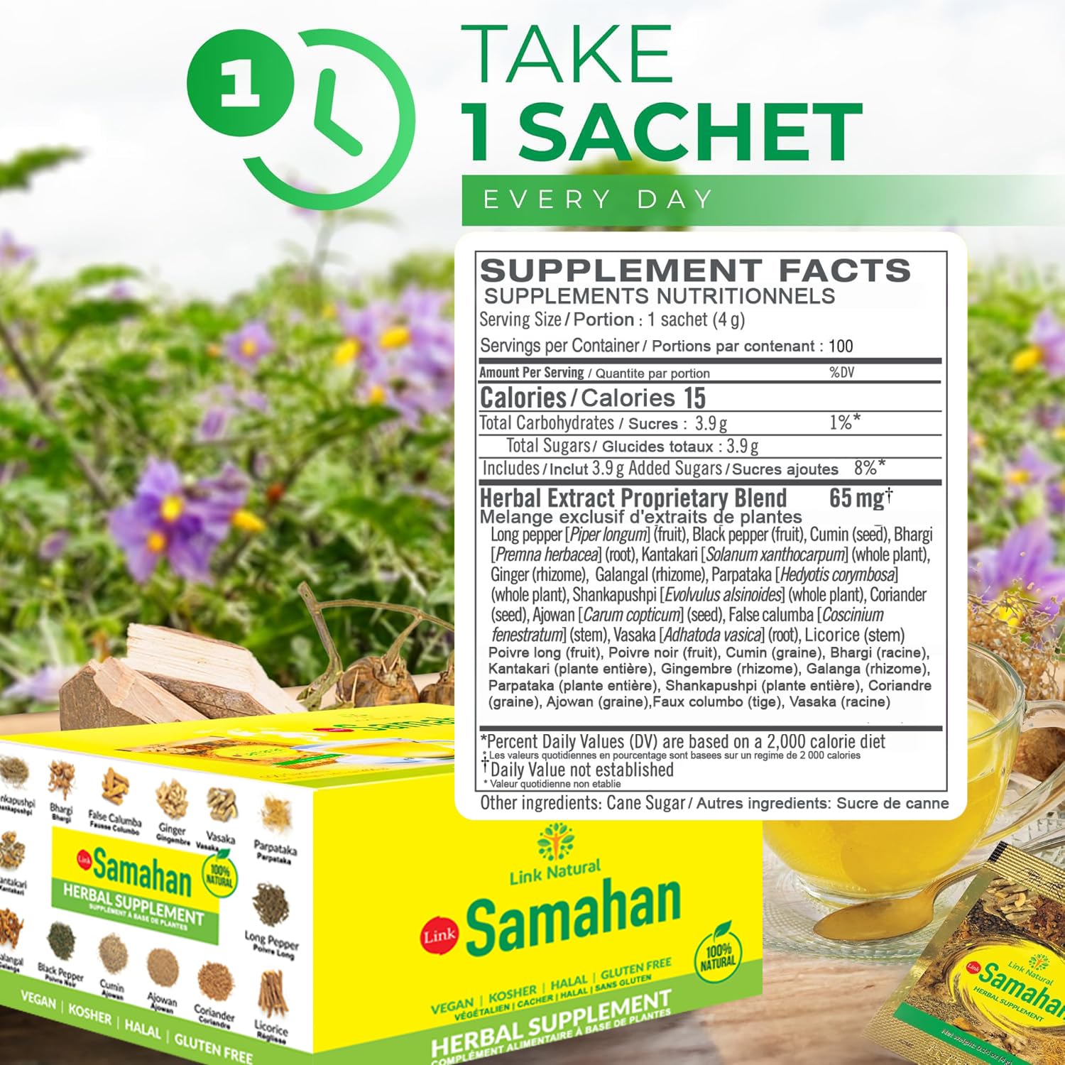 LINK SAMAHAN powder texture detail with visible spices, conveys natural ingredients and quality