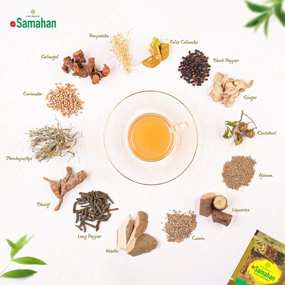 LINK SAMAHAN sachet dissolving in hot cup, rapid mixing for a quick comforting drink