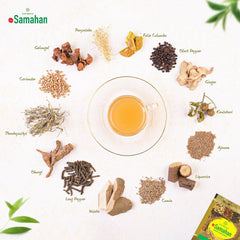 LINK SAMAHAN sachet dissolving in hot cup, rapid mixing for a quick comforting drink