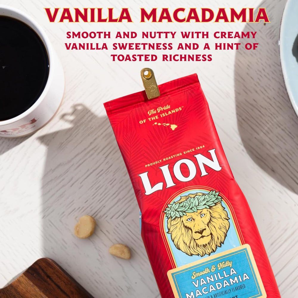 Lion Coffee ground coffee in pour-over setup showcasing brewing clarity and flavor