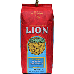 Lion Coffee front packaging showing 24 oz bag and Hawaiian-inspired design for freshness
