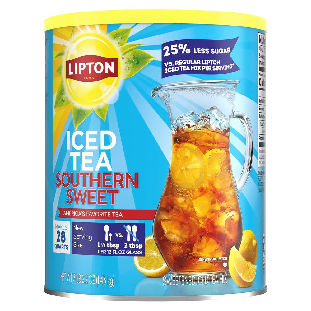 Lipton canister front label showing Southern sweet zero sugar benefit