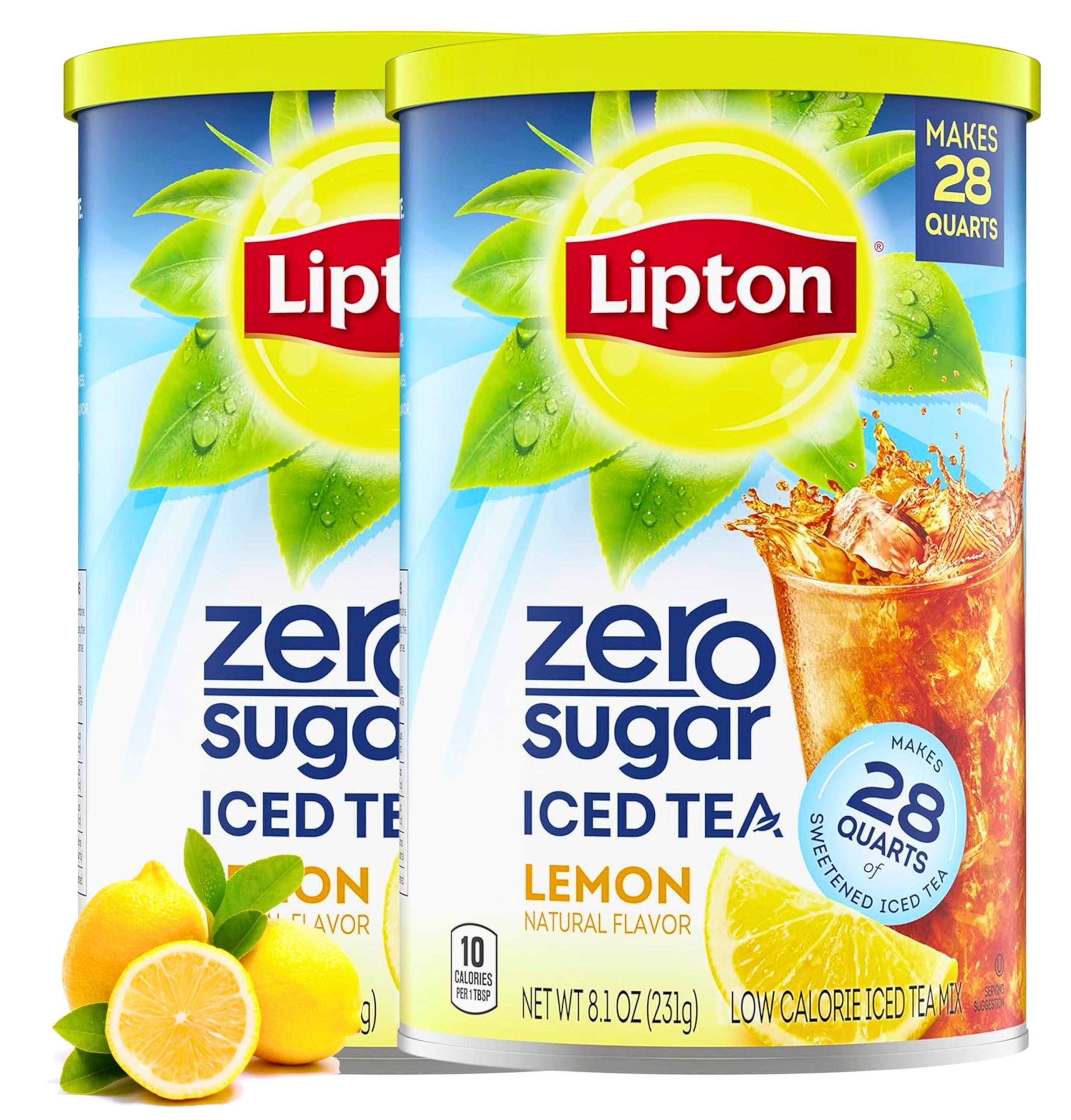 Lipton canister front packaging showing product branding and quantity benefits