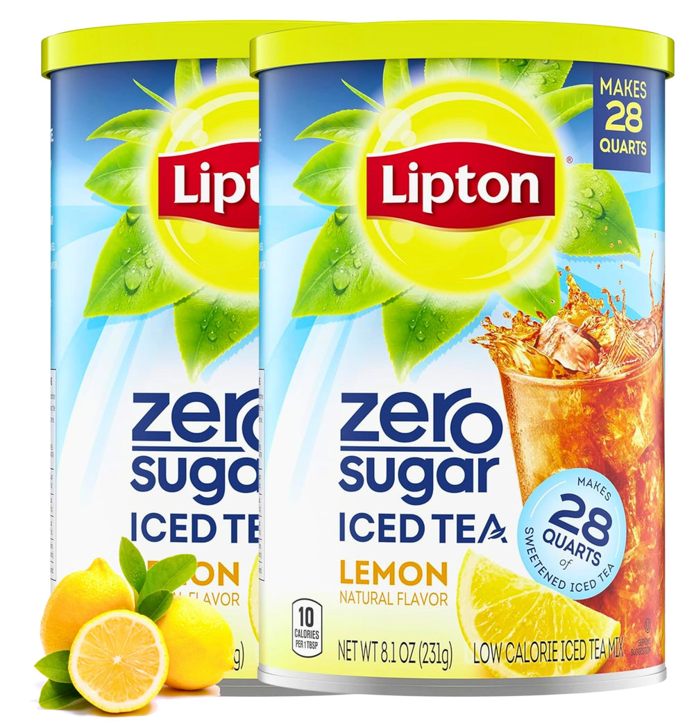 Lipton canister front packaging showing product branding and quantity benefits