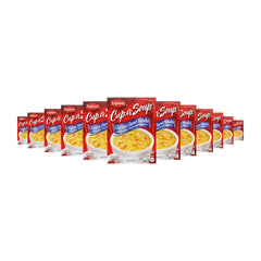 Lipton Cup-A-Soup front packaging showing 12 envelopes and serving suggestion benefit quick servings