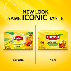 Lipton individually wrapped decaf tea bag highlighting convenience