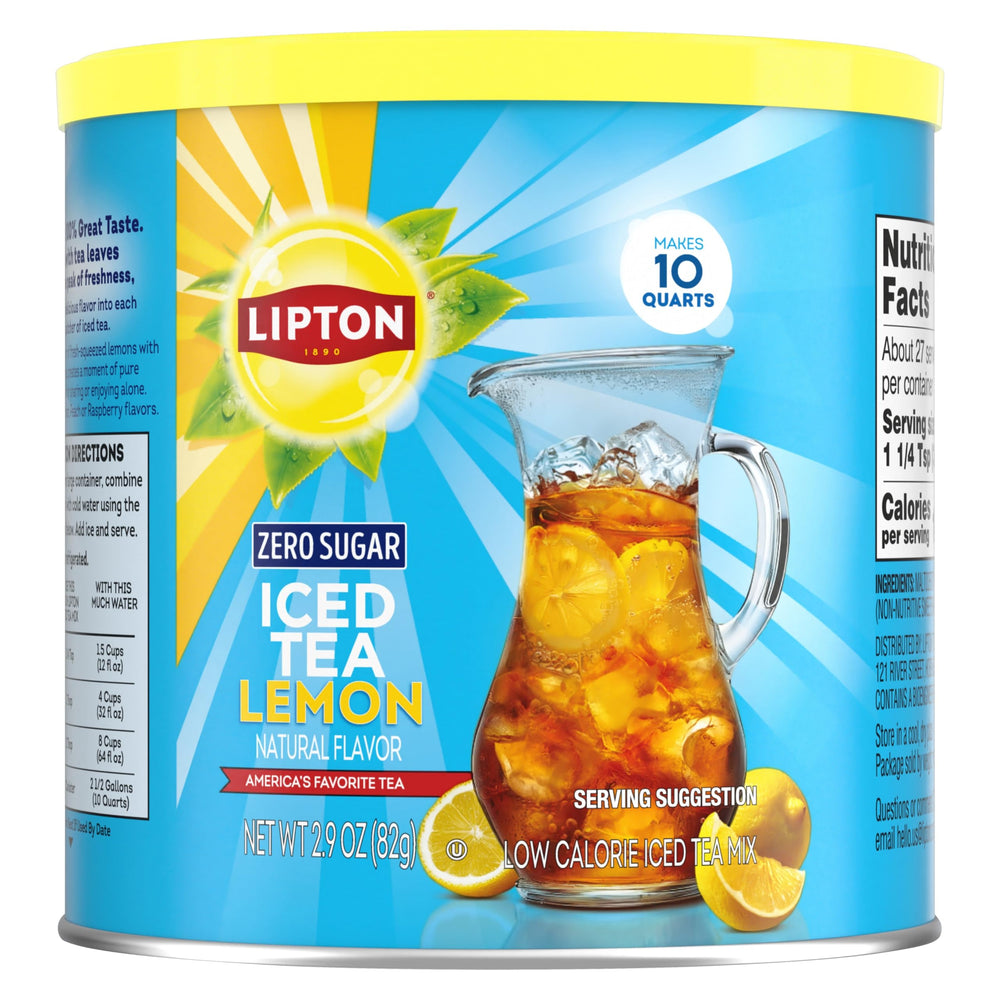 Lipton front packaging showing two canisters and benefit of convenient bulk supply