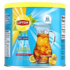 Lipton canister front view showing product branding and lemon flavor benefit