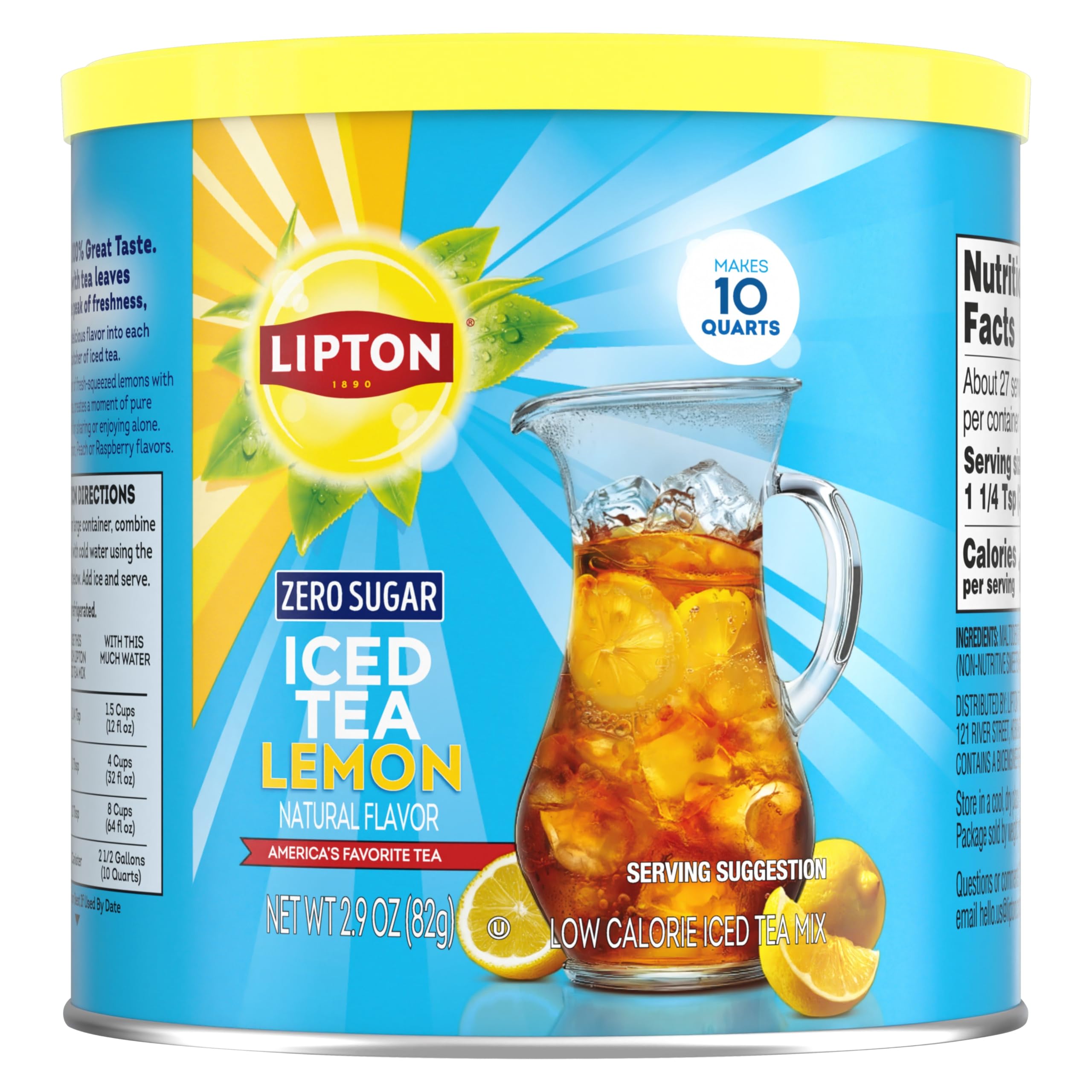 Lipton front can Diet Lemon showing packaging and easy-prep benefit