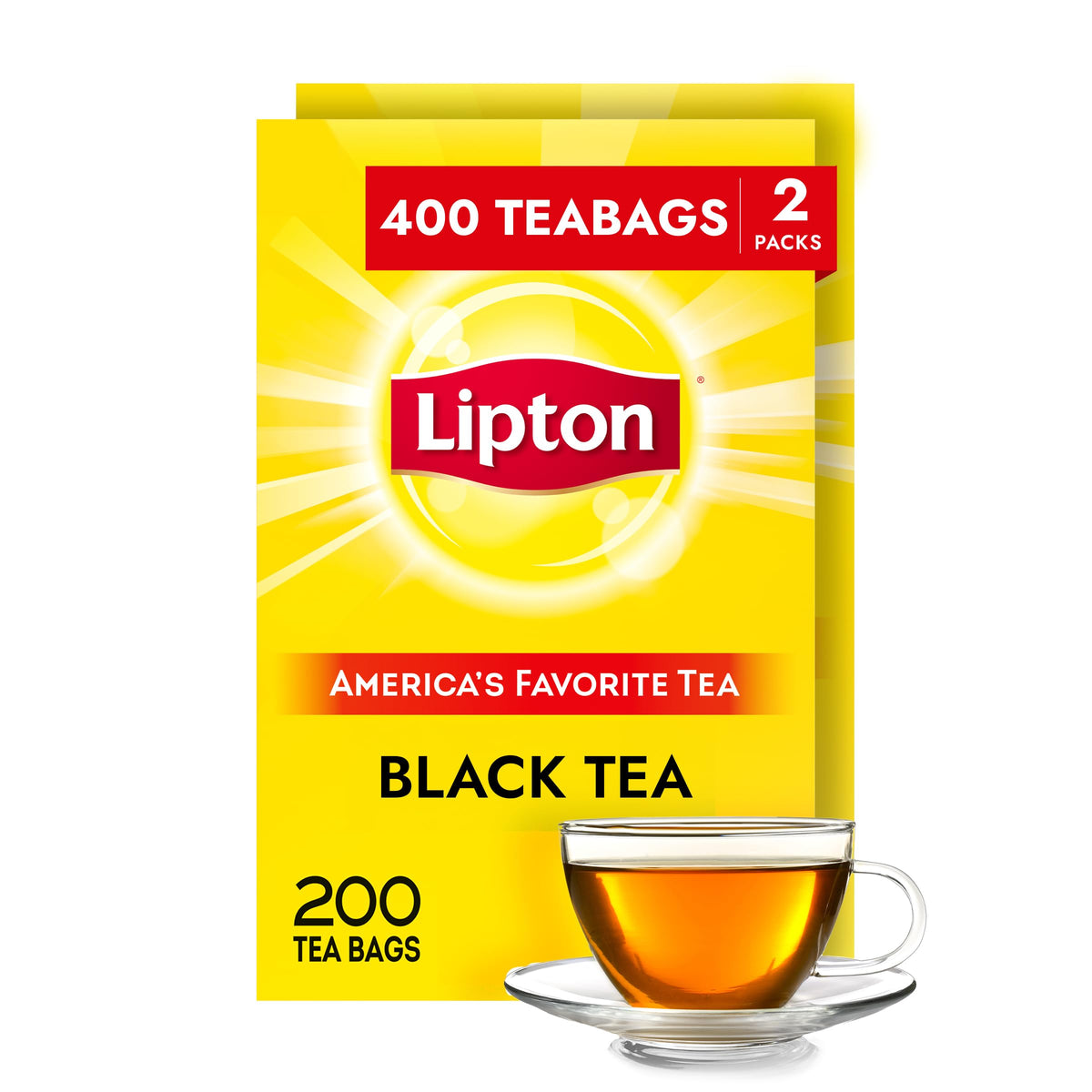 Lipton front packaging showing two-box 400-count and value benefit