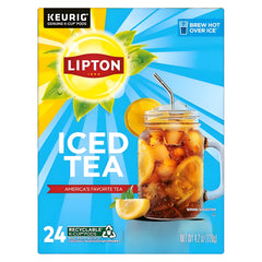 Lipton front packaging showing 24-count K-Cup box and convenience
