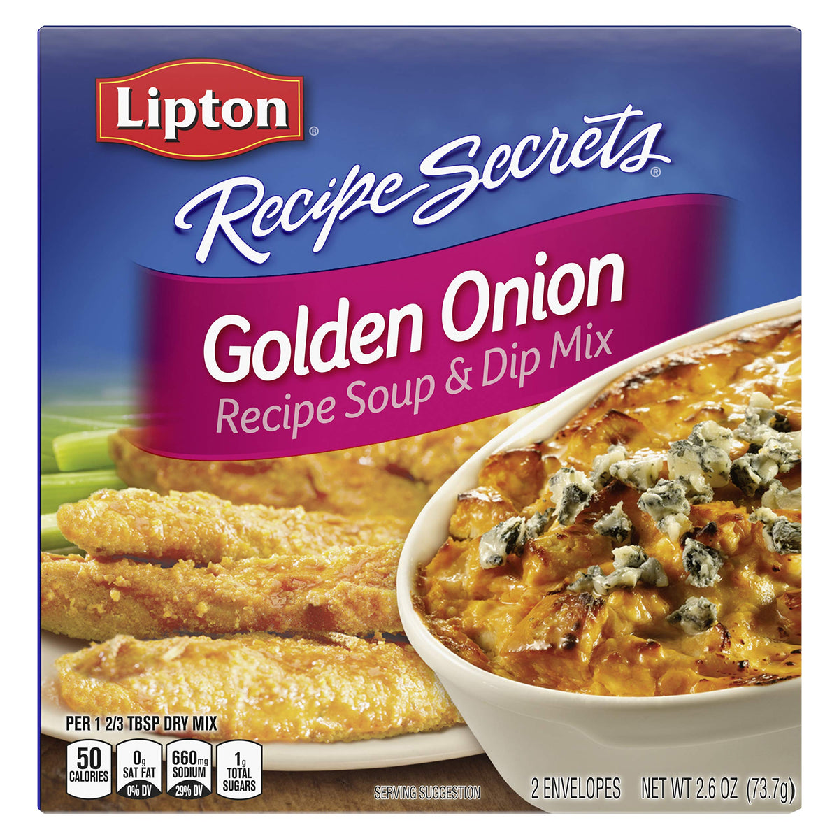 Lipton Golden Onion front packaging showing product and quantity benefit