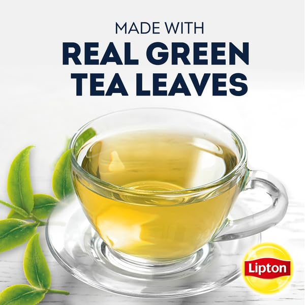 Lipton close-up of individual tea bag and tag, highlights freshness and convenience