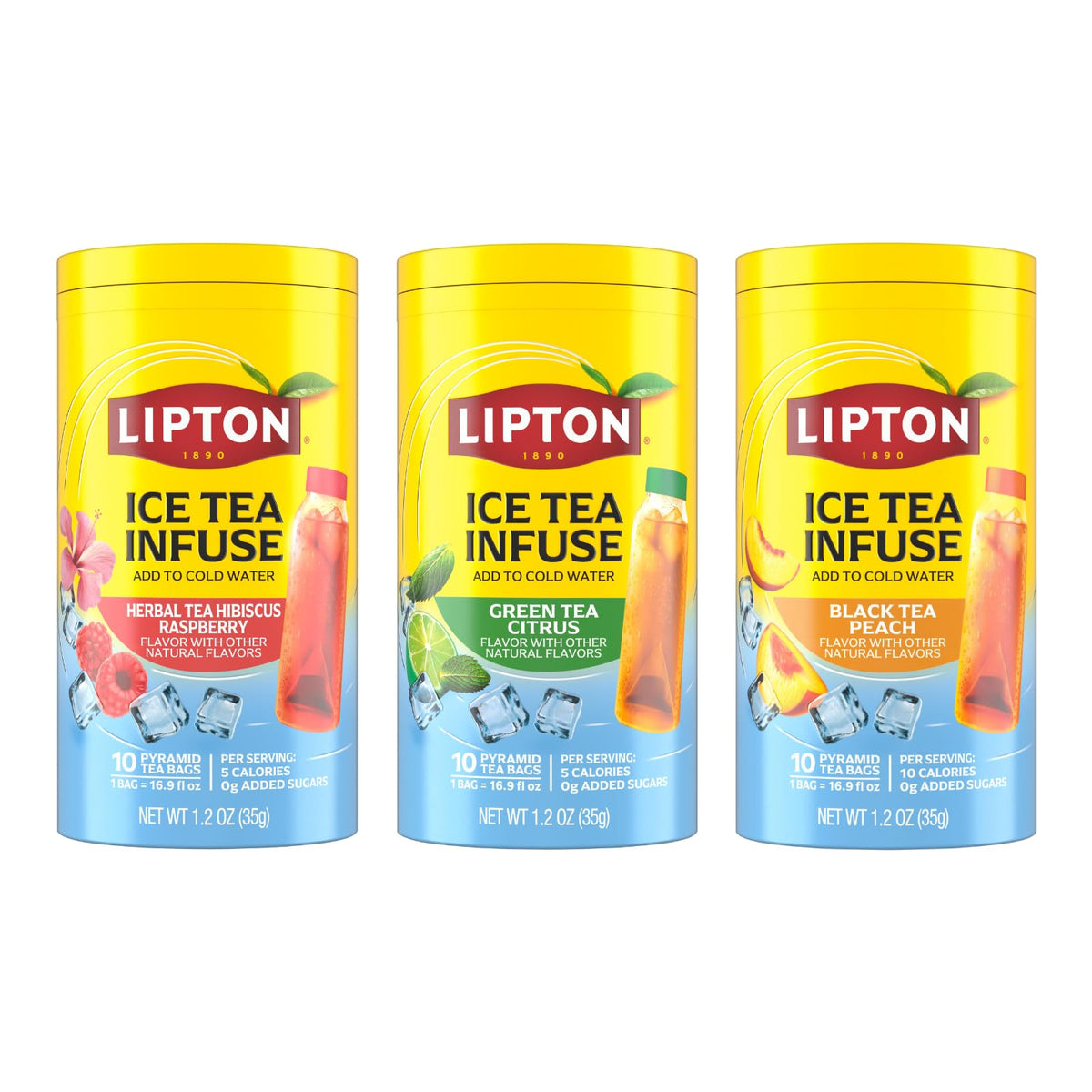 Lipton front packaging showing variety pack and easy cold-brew use