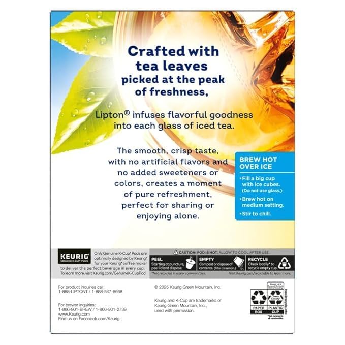 Lipton nutrition and ingredient label close-up for ingredient transparency