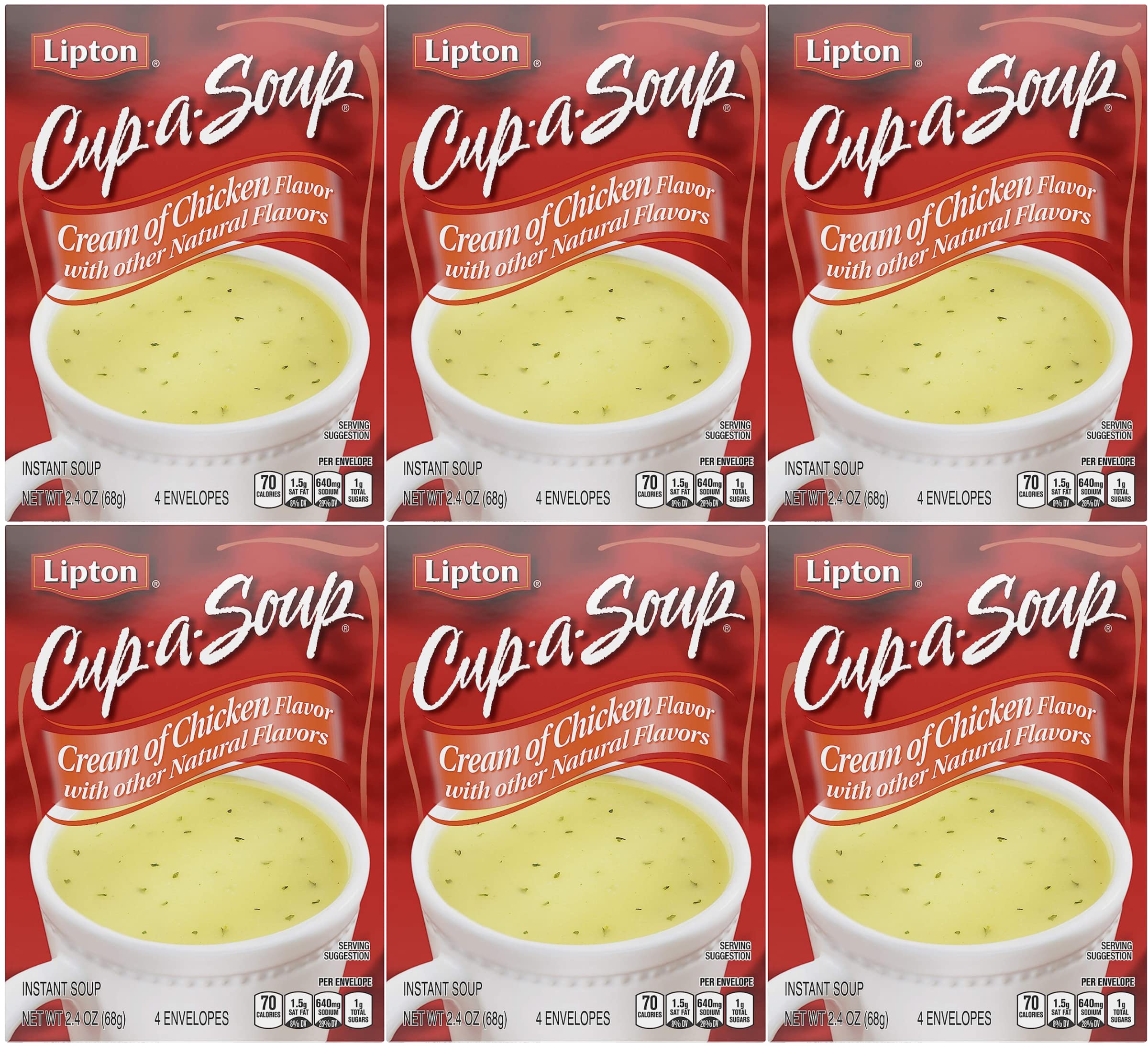 Lipton front packaging showing cream of chicken box and benefits